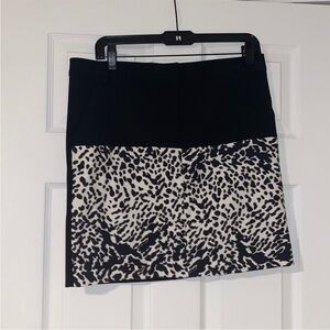 Tibi Black and White Asymmetrical Mini Pencil Skirt